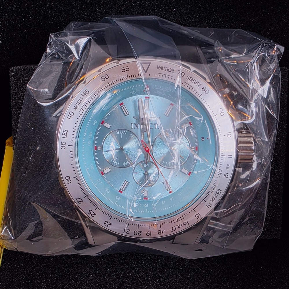 Invicta Aviator Mens Watch Light Blue Dial Silver Stainless Steel 38411 New